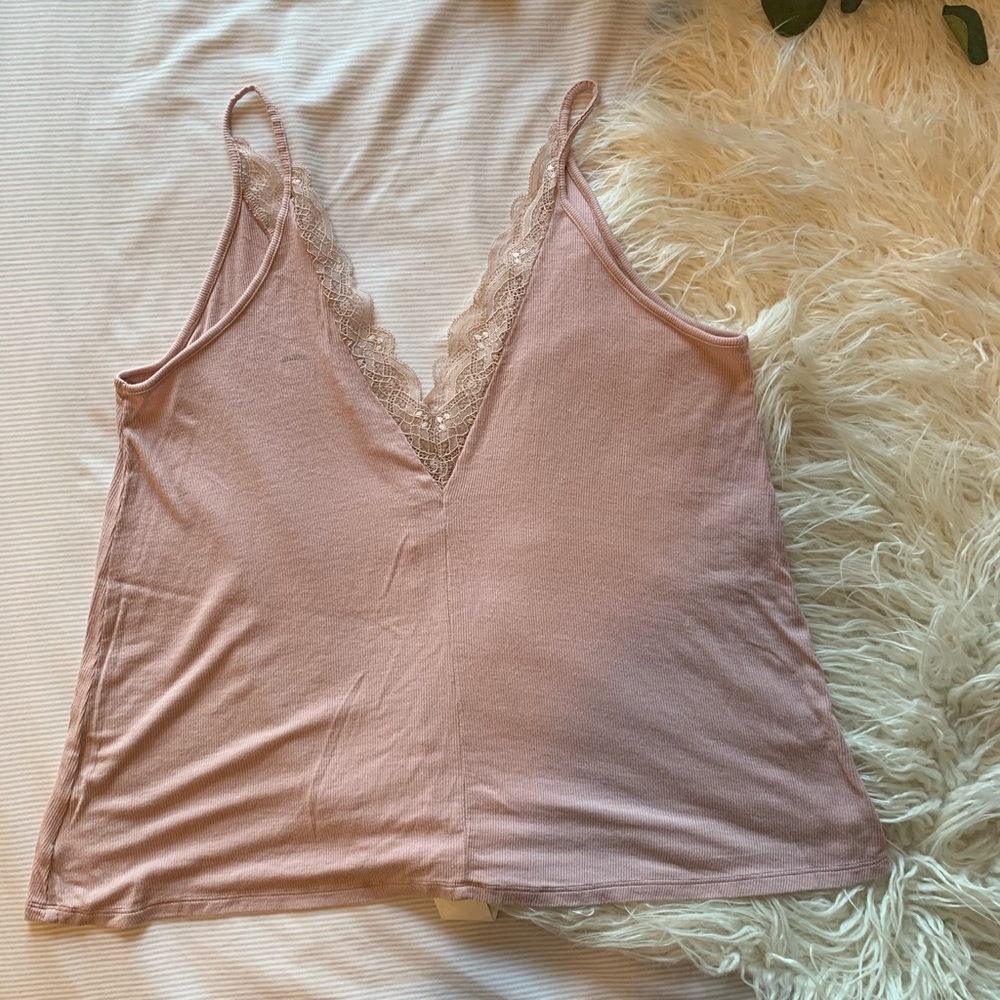 American Eagle Dusky Rose Deep V Tank Top Size M